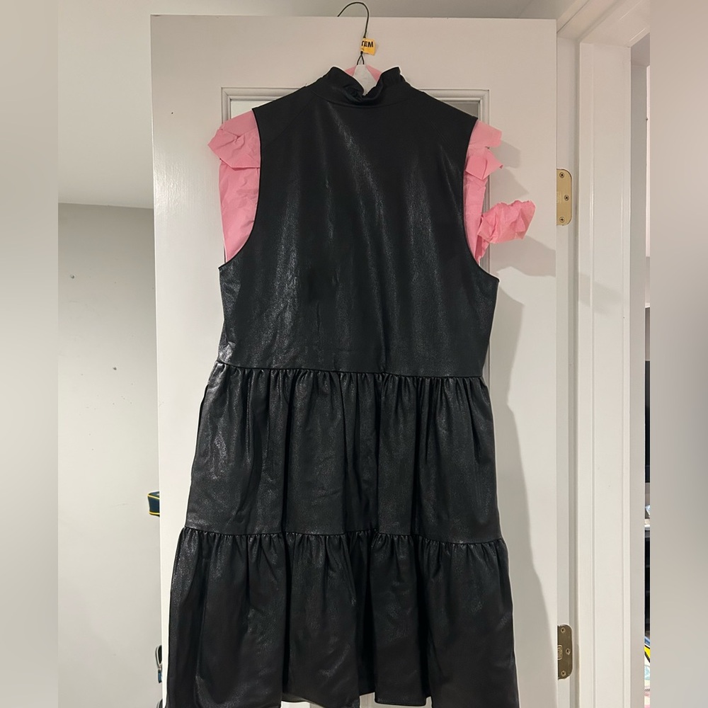 Amanda Uprichard Black Leather Midi Dress